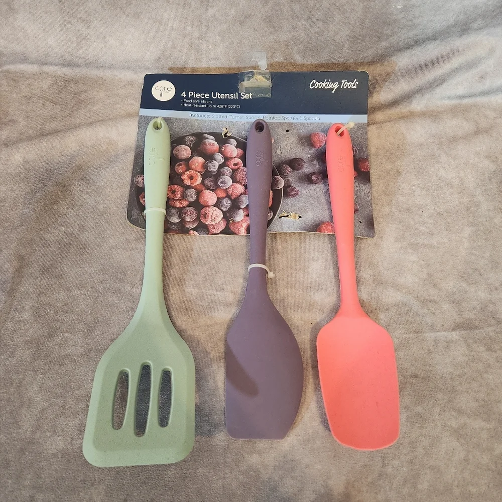 3-Piece Cooking Utensil Set in Green, Purple, and‎ Red Core Tools